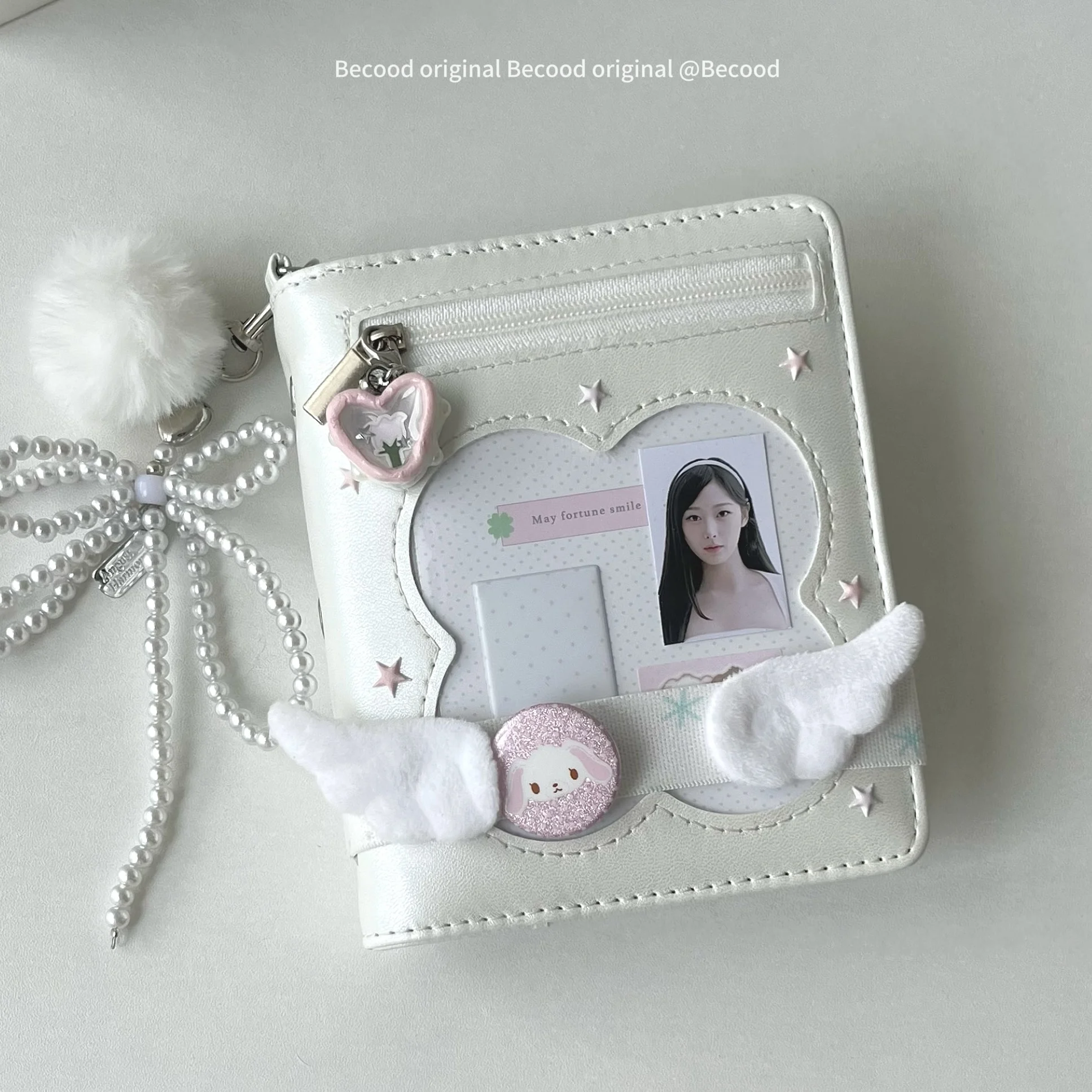 Pearl White Clover M5 Binder Notebook Korean PU Cute Journal Girl Student Diary Book M5 다이어리