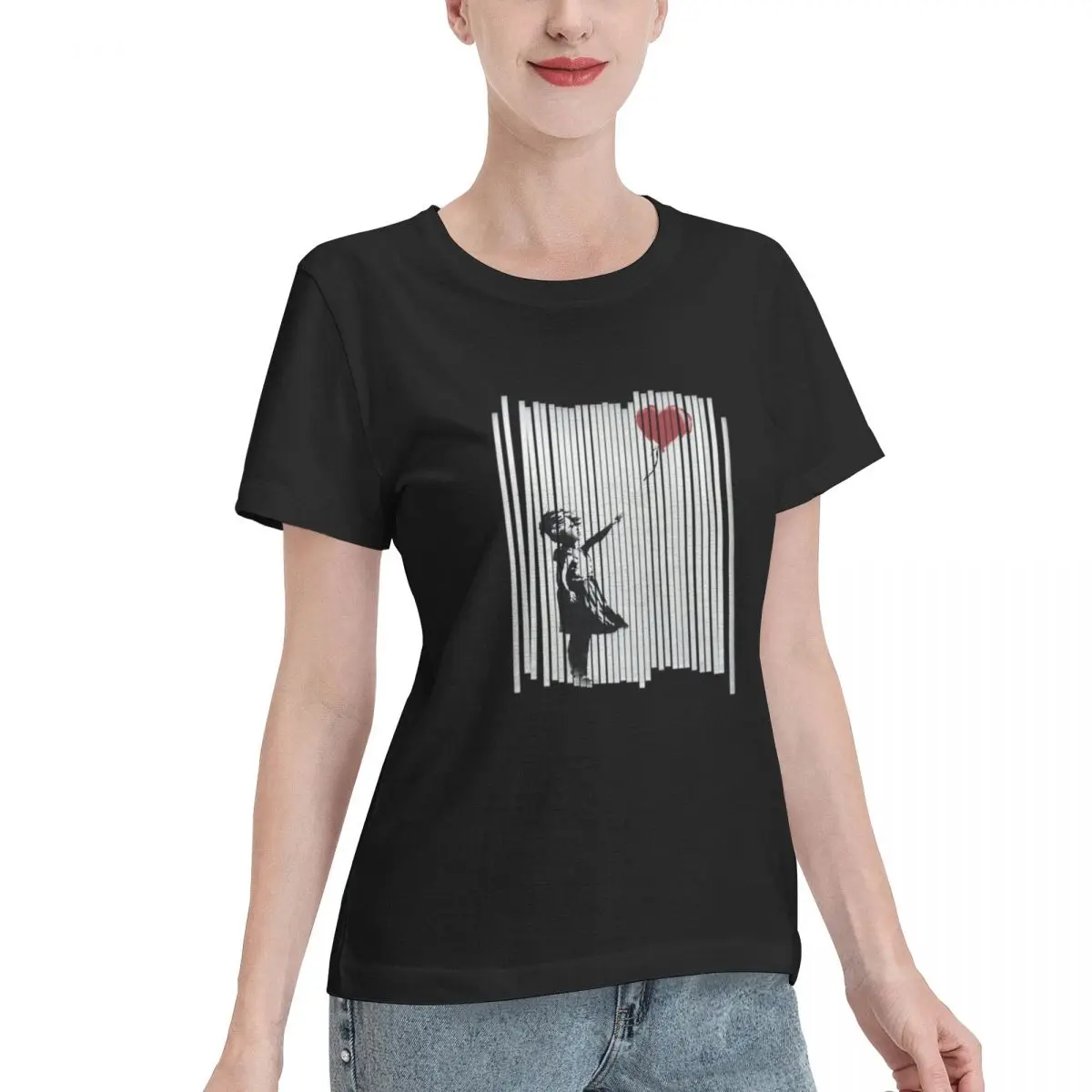 Bulk Wholesale Hey! I Fixed It! Banksy Shredded Balloon Girl Women's T-shirt Streetwear Fashion Ladies Shirt