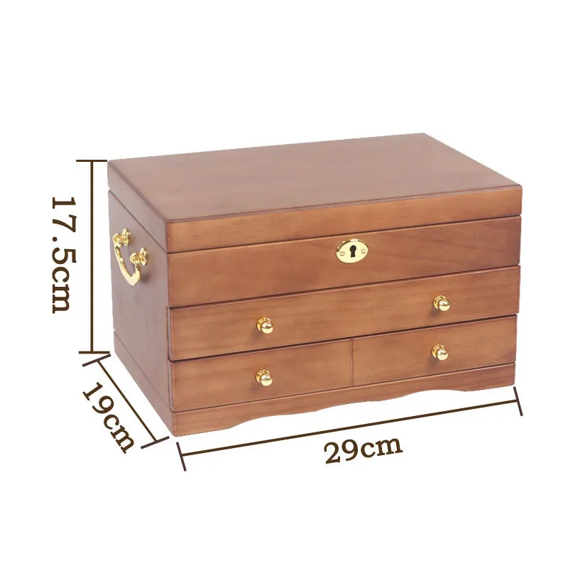 Vintage Wooden Jewelry Boxes Treasure Trinket Chests Storage Organizer for Ring Earrings Necklace Keepsake Ceremony Ladies