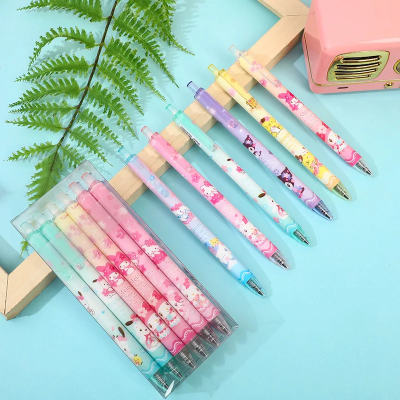 

144pc/box Cute Cartoon Sanrio Pushing Pencil Primary School Writing Pen Free Of Chipping Lead Core School Supplies Reward