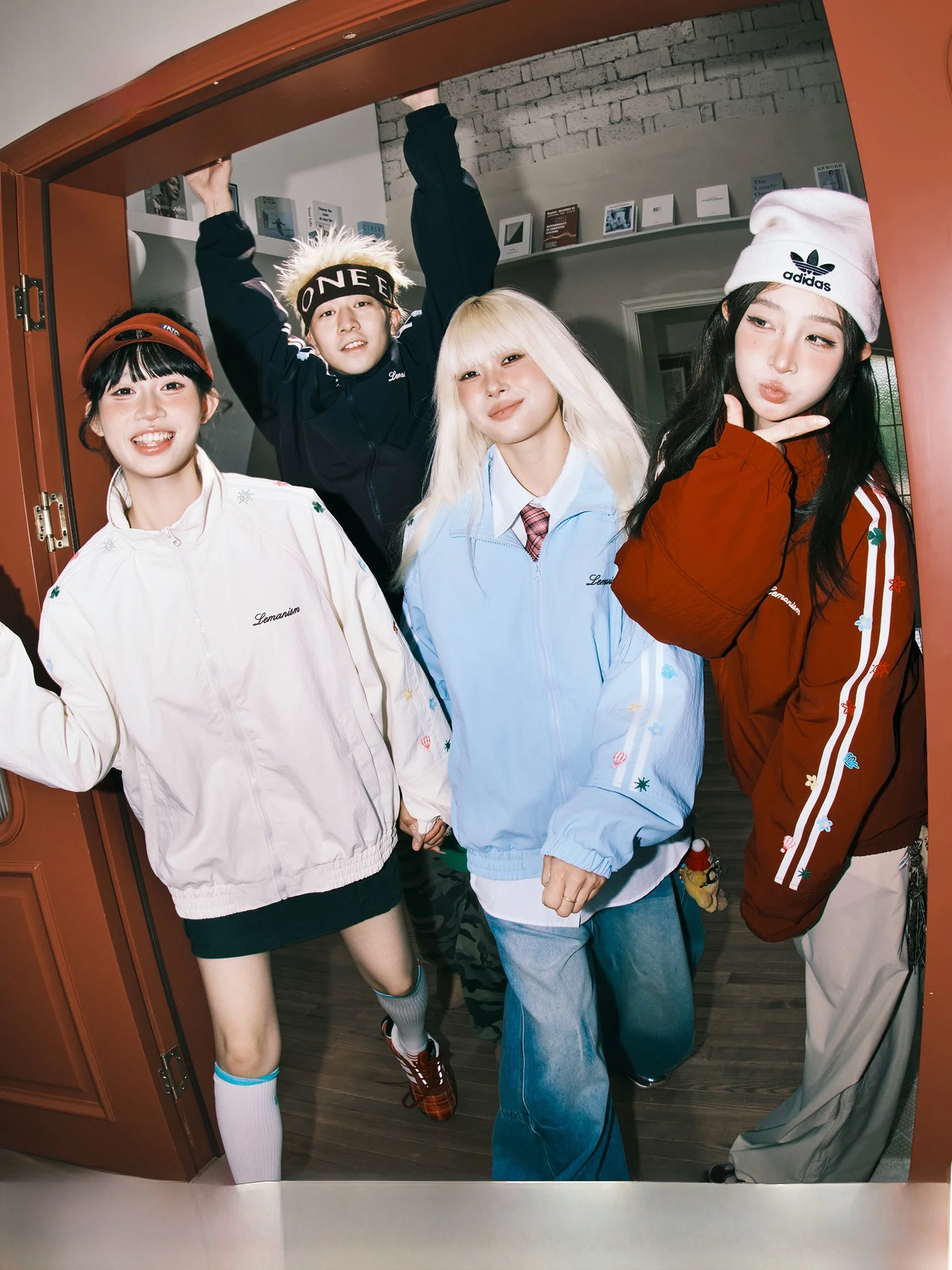 

Lemanism American Trendy Brand Men's Flower Stand Collar Jaet Coat 2025 New Spring Autumn Couple Tops Loose Fit Youth ular