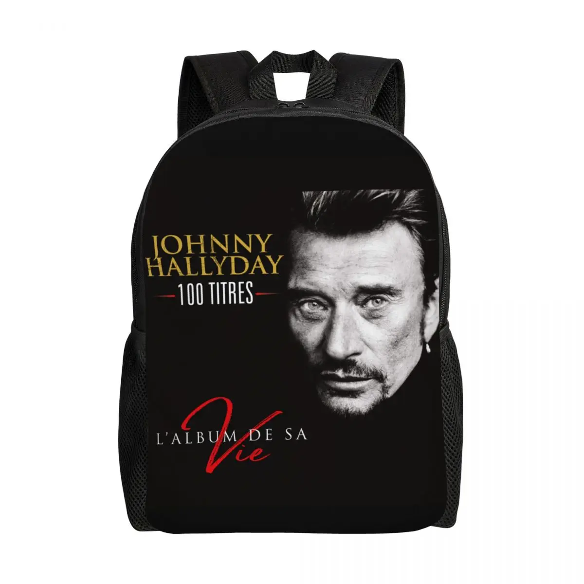 حقائب ظهر Johnny Hallyday الصخرية للرجال والنساء ، حقيبة كتب لطلاب المدارس والجامعات ، تناسب 15 "كمبيوتر محمول ، حقائب مغني فرنسا