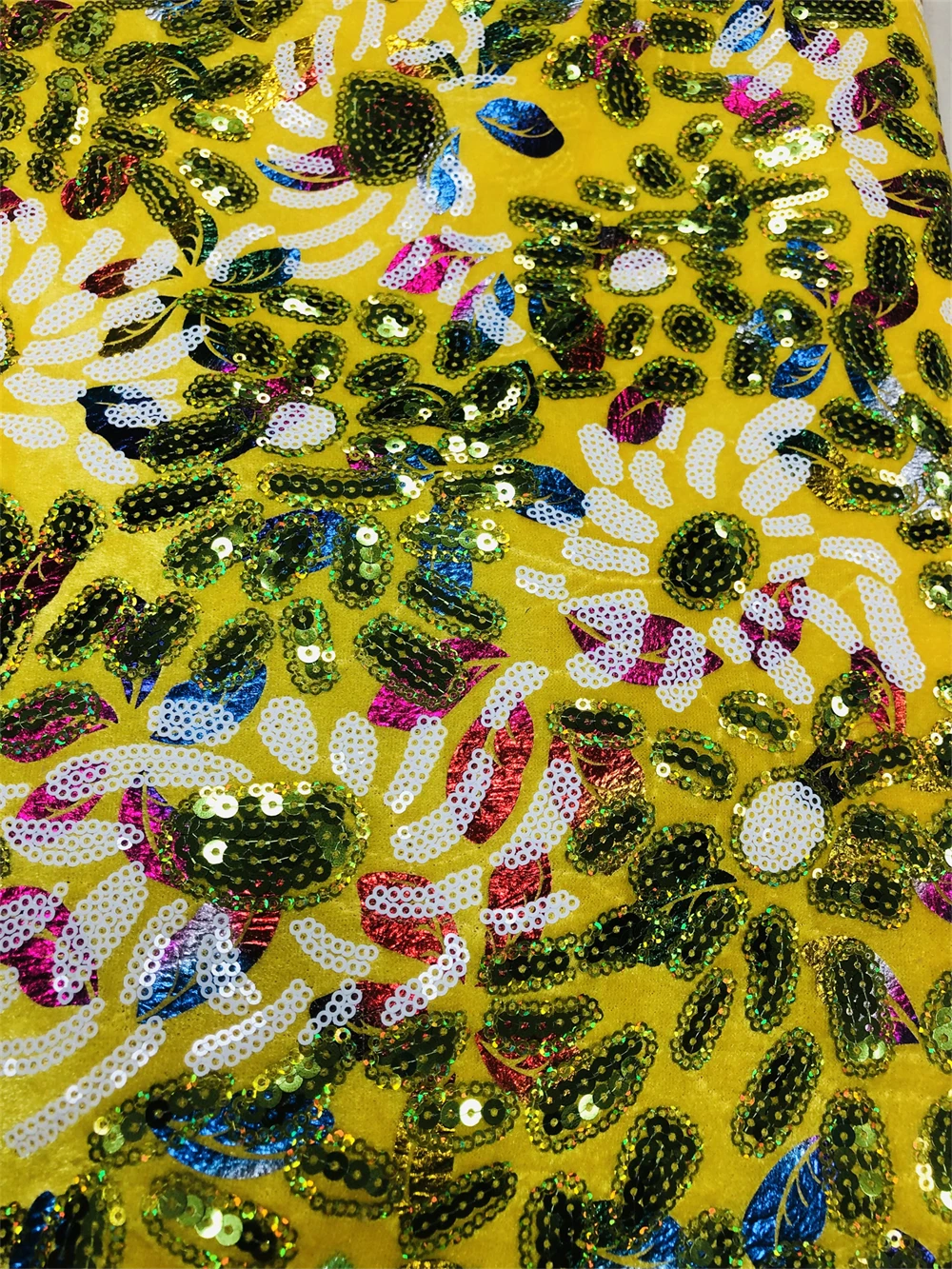 Delicacy 5 Yards Guipure French Sequins Velvet Gilding Embroidery Lace Fabric With 3D Sego Hayes Headtie 2Pcs Wrap Lace Material