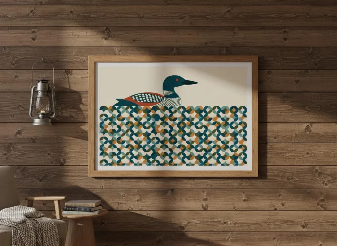 (No frame)Arte minimalista de pared de Loon, póster imprimible en lienzo, decoración nórdica para casa de campo, obra de arte