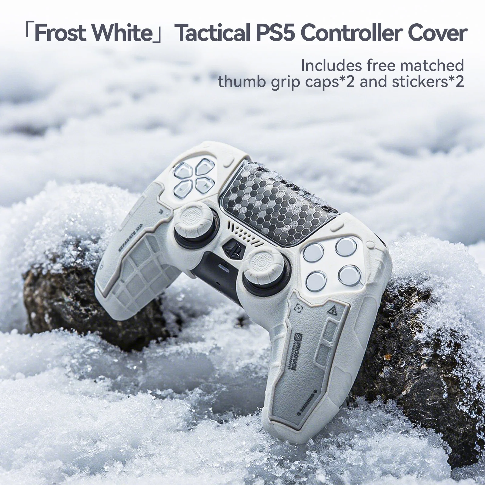 G.S.TAC Tactical Controller Skin Set Compatible with PS5, Non-Slip Silicone Cover with 2 Thumb Grips and 2 Sticker