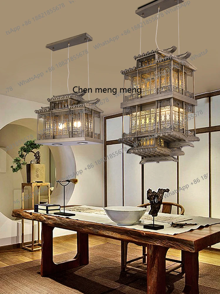 New Chinese restaurant chandelier Chinese style retro dining Zen tea room hotel high-end club decorative lamps