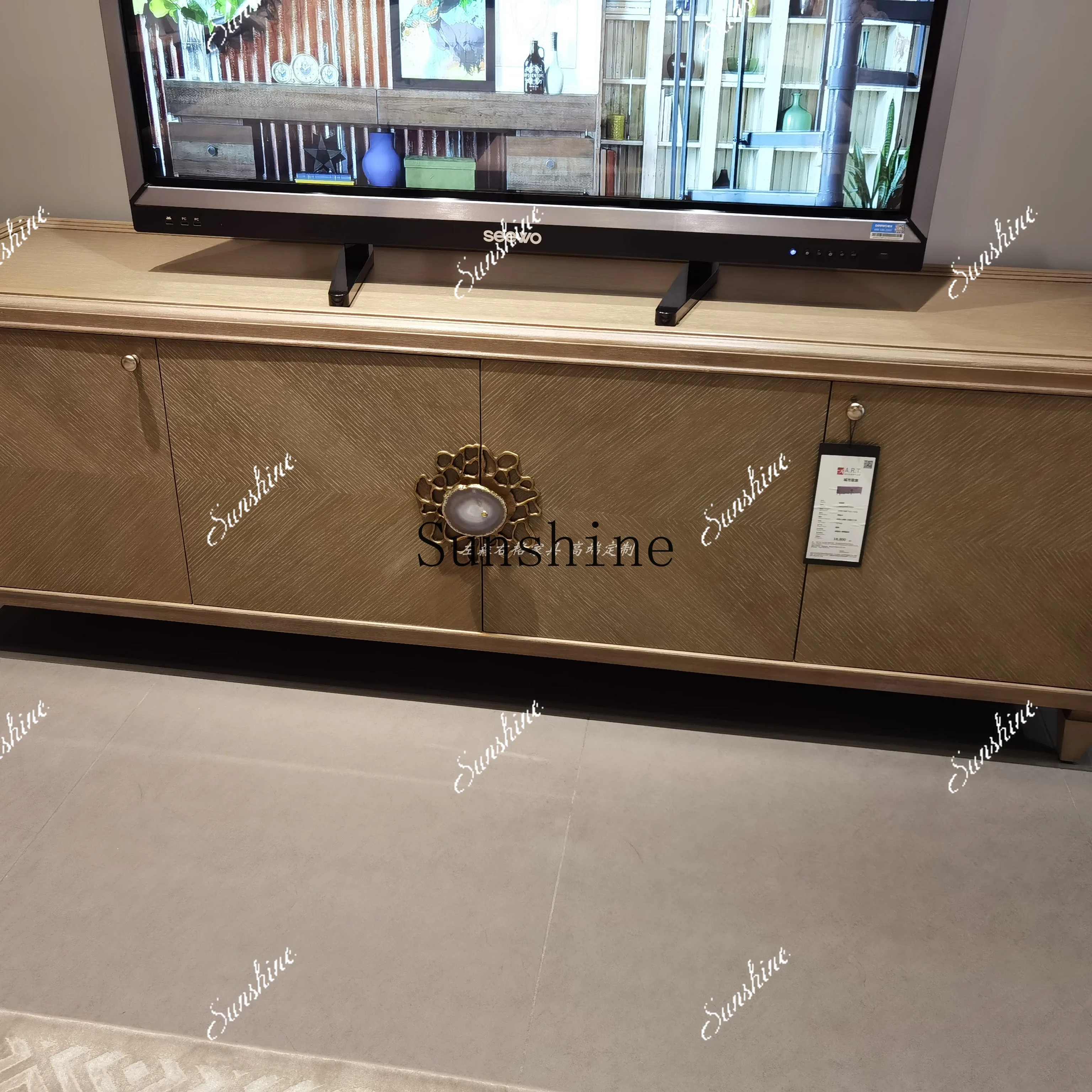 Furniture, Nordic minimalist American light luxury retro floor cabinet TV modern customization