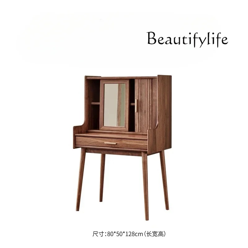 

Nordic light luxury black walnut dresser bedroom multifunctional piano Japanese solid wood makeup table