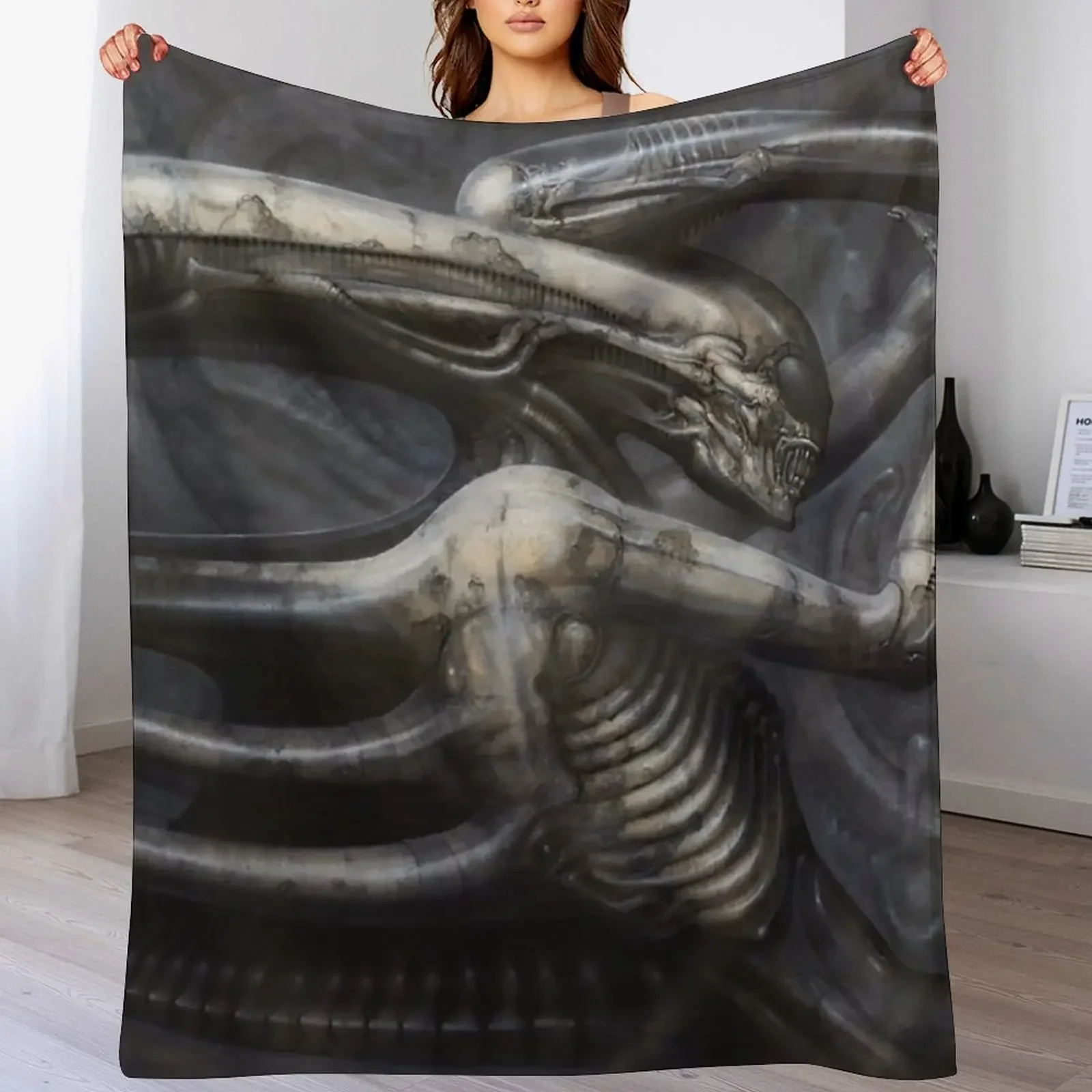 

Hr Giger - Necron IV Throw Blanket Sofas christmas decoration Beach Flannel Blankets