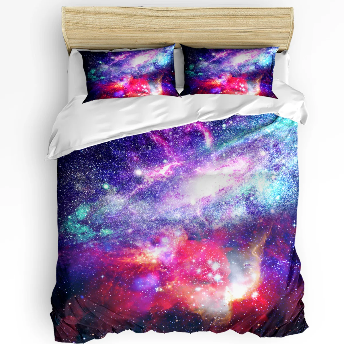 Viola cielo stellato universo 3 pezzi set copripiumino federa camera da letto letto singolo matrimoniale trapunta set biancheria da letto copripiumino