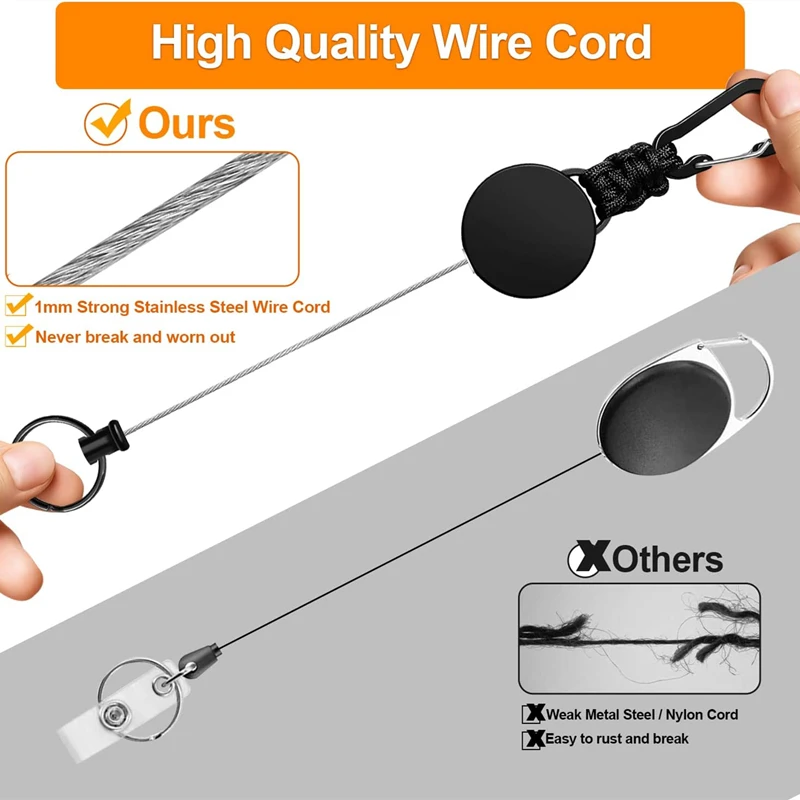 New 3/1PC Heavy Duty Retractable Key Chain Anti-theft Keychain with Carabiner Retractable Badges Holder Outdoor Multiple Tools