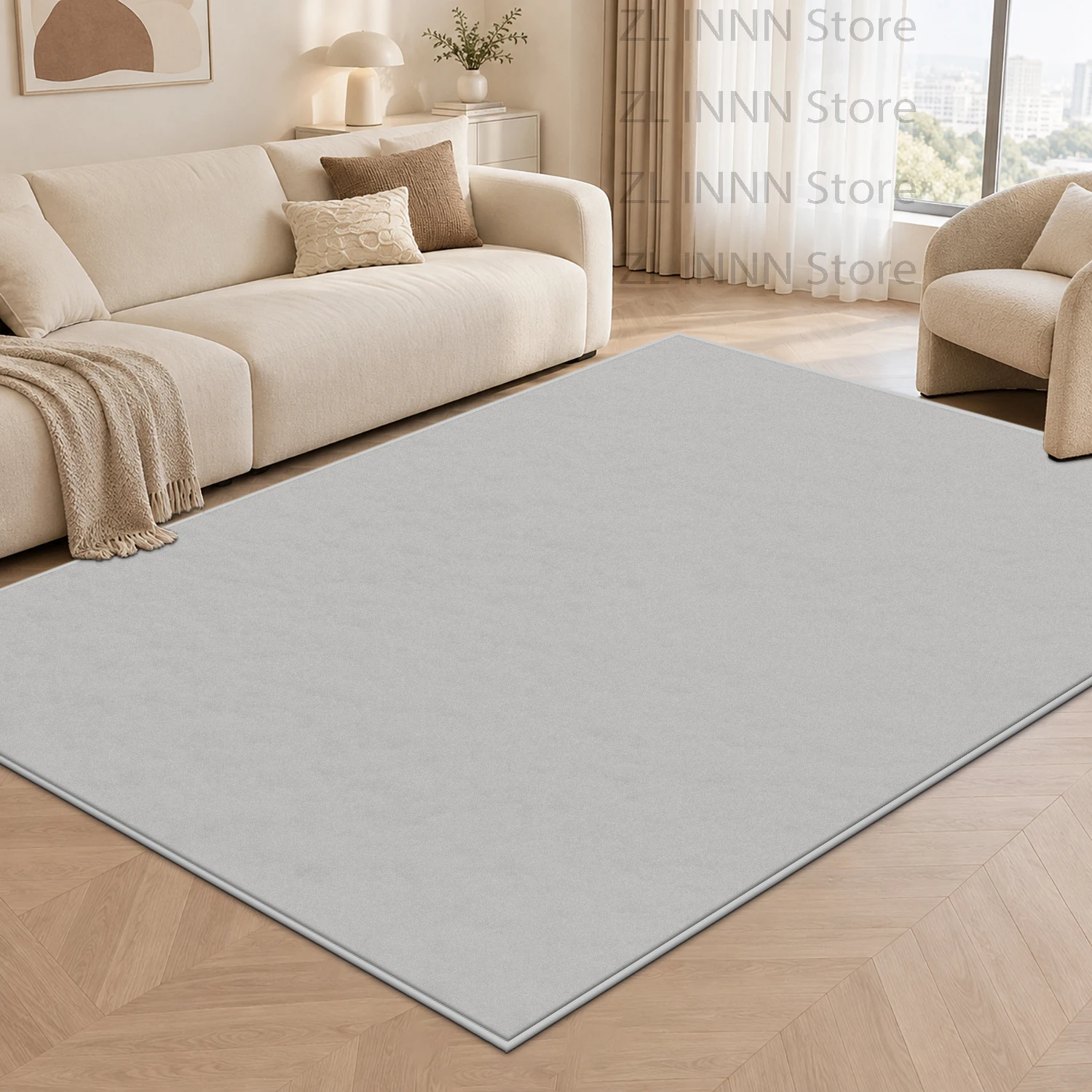 Minimalism Solid Color Living Room Carpet Cover Home Sofa Area Large Size Rug Non-slip Washable Fluffy Bedroom Bedside Floor Mat