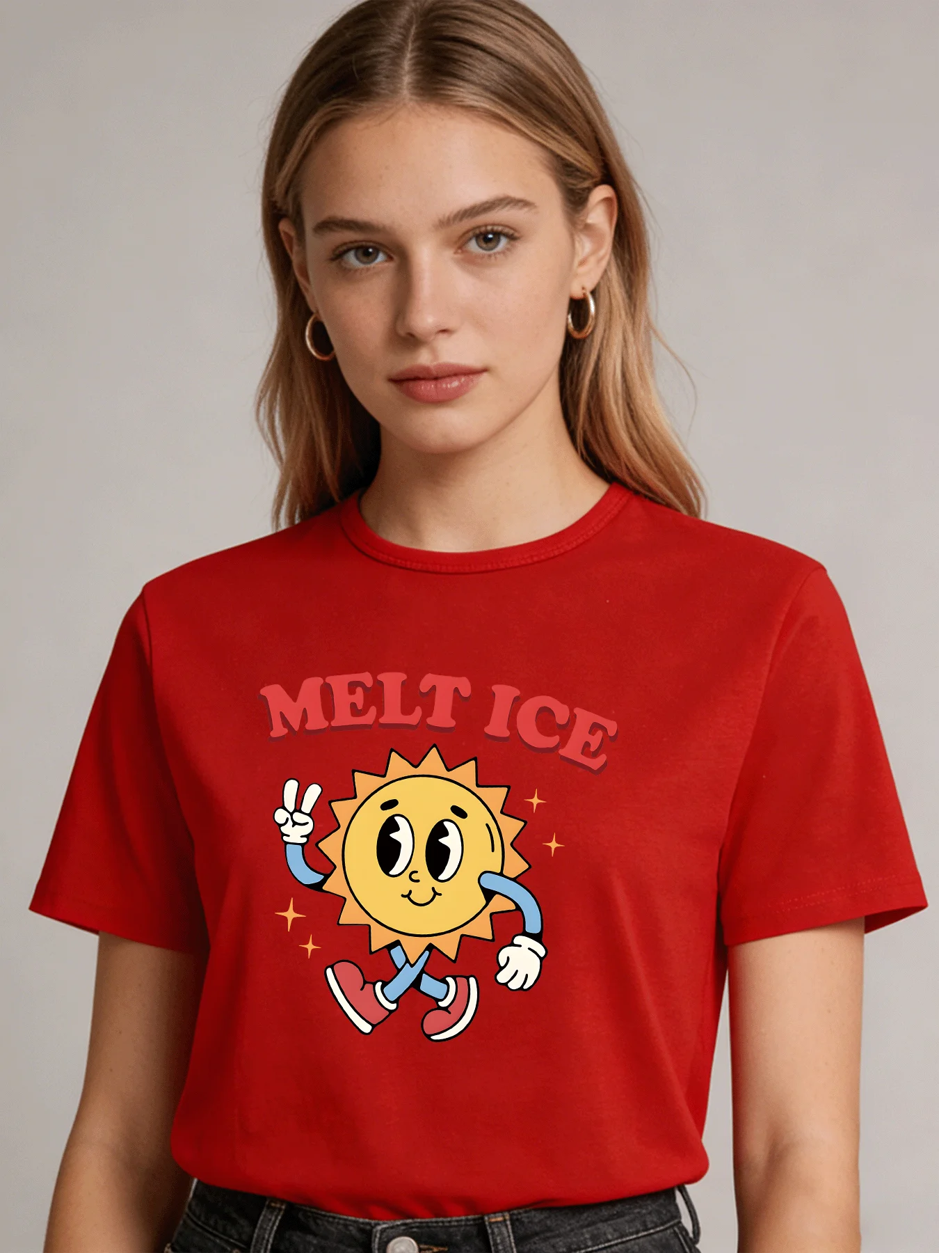 

2026 Spring Summer Women Cartoon Letter Print T Shirt Casual Loose O Neck Short Sleeve Tee Tops