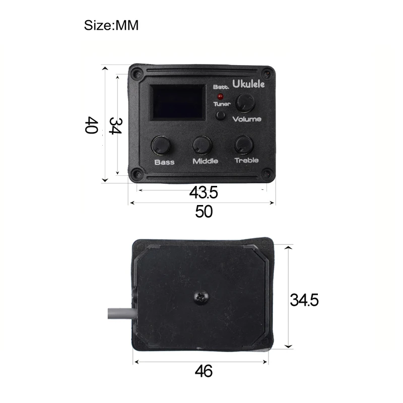 Ukulele 3 Bands EQ Equalizer with Tuner LCD Chromatic Pickup Piezo Transducer Balance Output