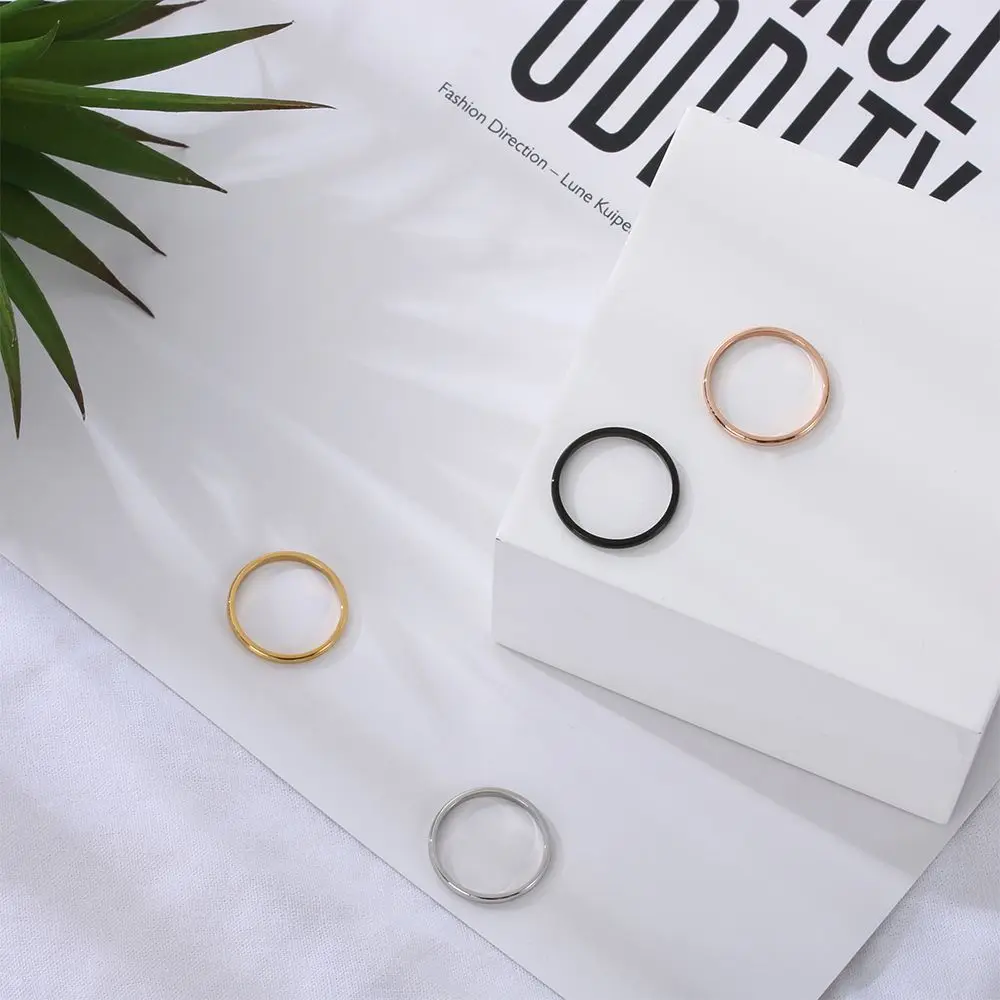 Fashion Stackable Punk Size 3-10 2MM Thin Ring Finger Knuckle Plain Band Stainless Steel