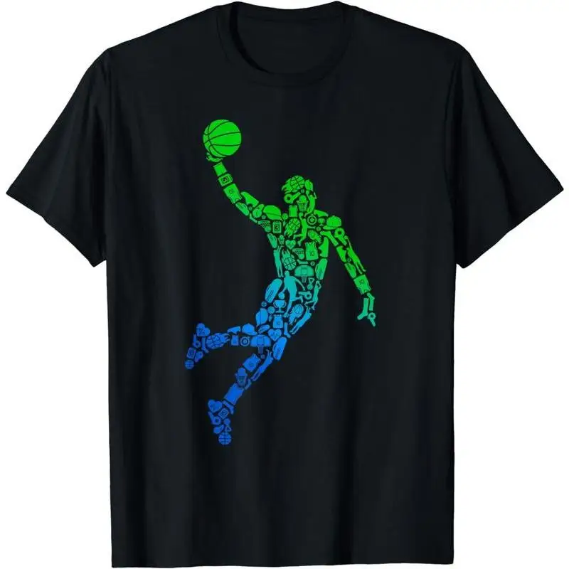 

Men's Basketball Player Graphic T-shirt, Vintage Sports Fan Crewneck Tee Shirt, Unique Basketball Coach Gift