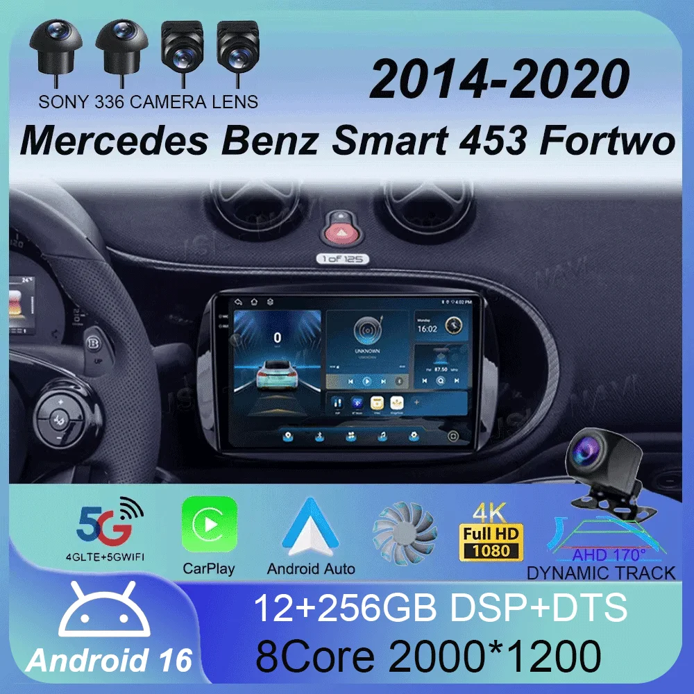 

Android16 Carplay Auto For Mercedes Benz Smart 453 Fortwo 2014 2015 2016 2017 2018 -2020 Multimedia Car Radio Player WIFI Stereo