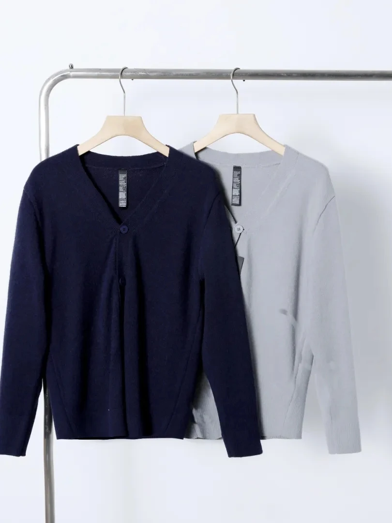 

Warm Casual Knitted Sweater Coat V-ne Men's Autumn Winter Pure Color Skin-friendly Breathable Long Sve Cardigan