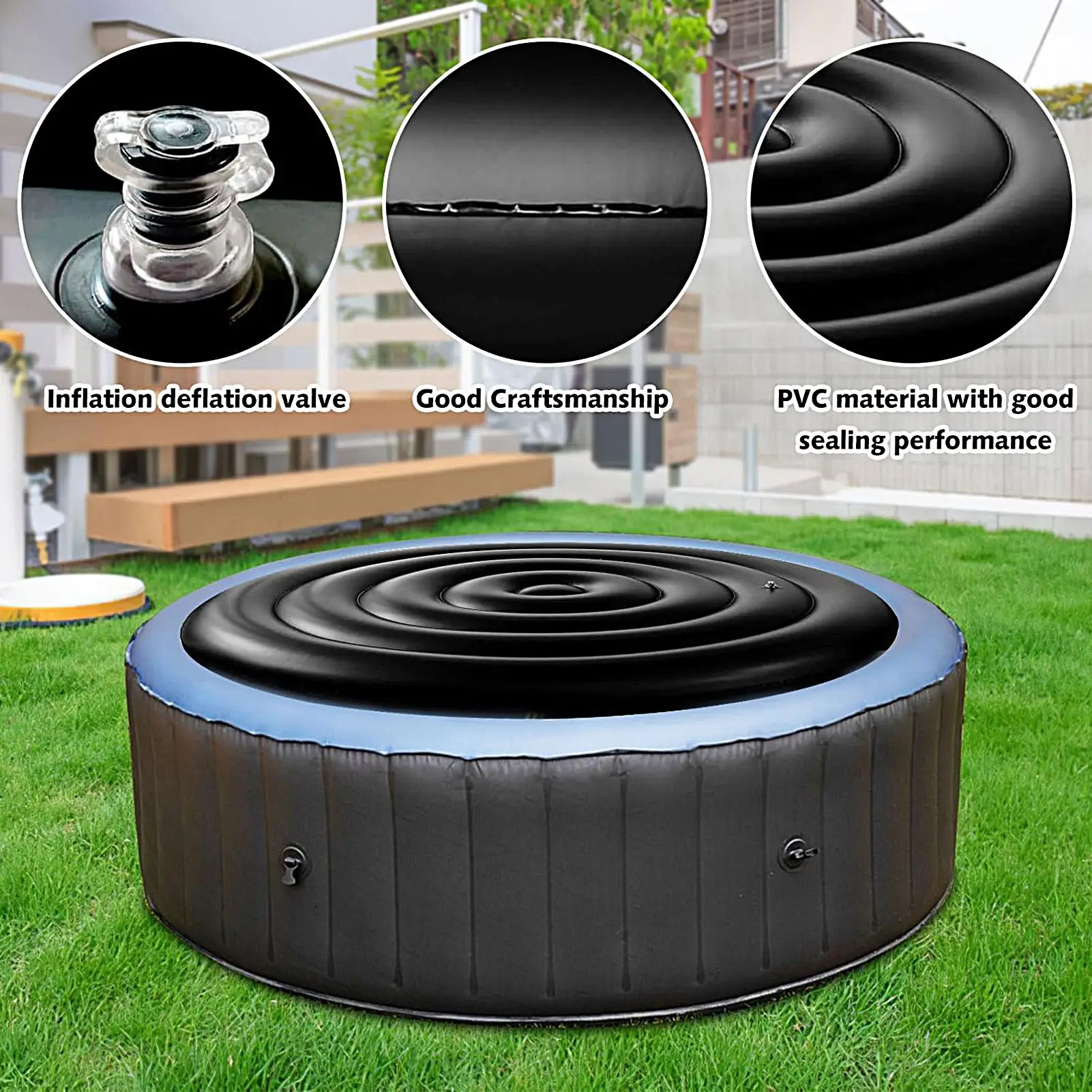Inflatable Hot Tub Cover Round Inflatable Bathtub Protector Outdoor Hot Tub Cover for Indoor Outdoor Bathroom Backyard Patio