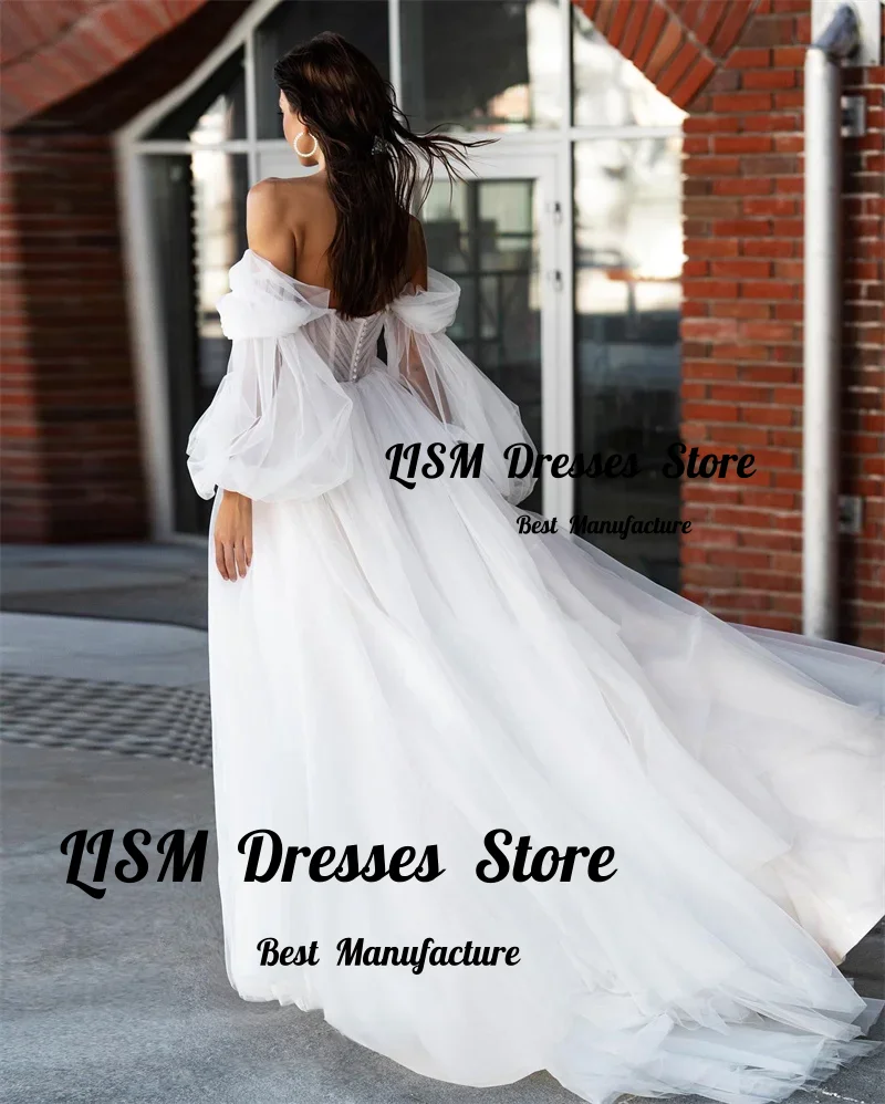 Lism Charming Wedding Dress Unique Bridal Gown Sexy Sweetheart Illusion White Tulle Train A-Line Robe De Mariée Customized 2026