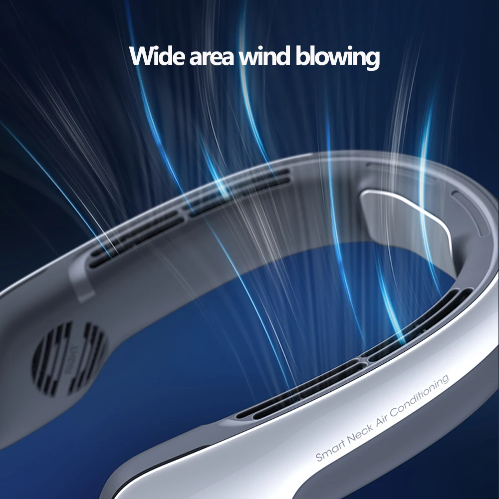 مروحة جديدة صغيرة محمولة للرقبة 3600mAh مروحة تهوية كهربائية صغيرة قابلة للشحن مزودة بمنفذ Usb مبرد يعمل بدون شفرة للسيارة