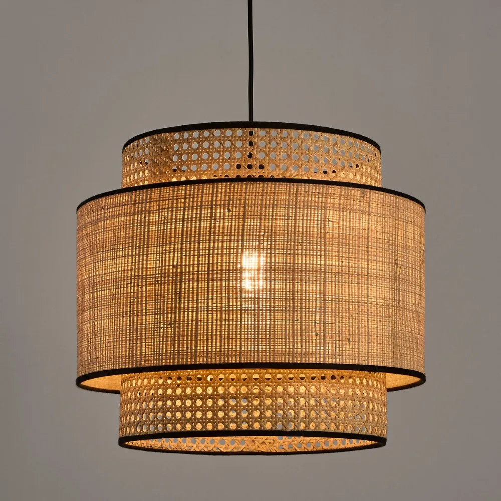 Moderne Doppel-Leinen-Pendelleuchte in Beige, 40CM E27 LED, Minimalistische Esszimmerlampe für Wohnzimmer, Schlafzimmer und Arbeitszimmer – Detail 3