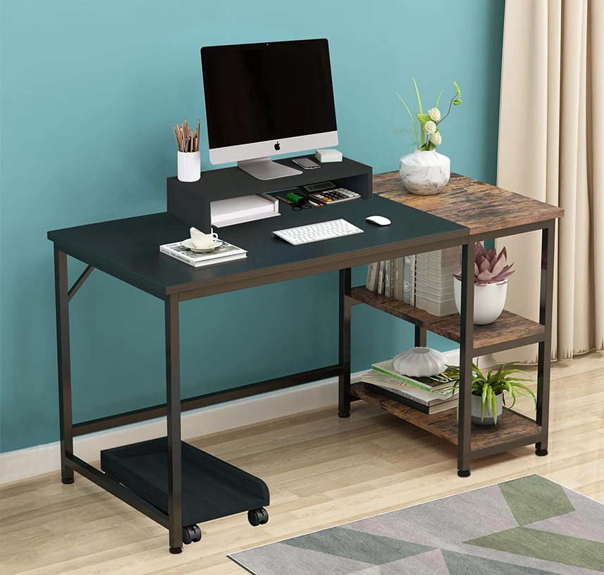 Home Office Computer Desk Black+antique Color Palette Simple And Affordable