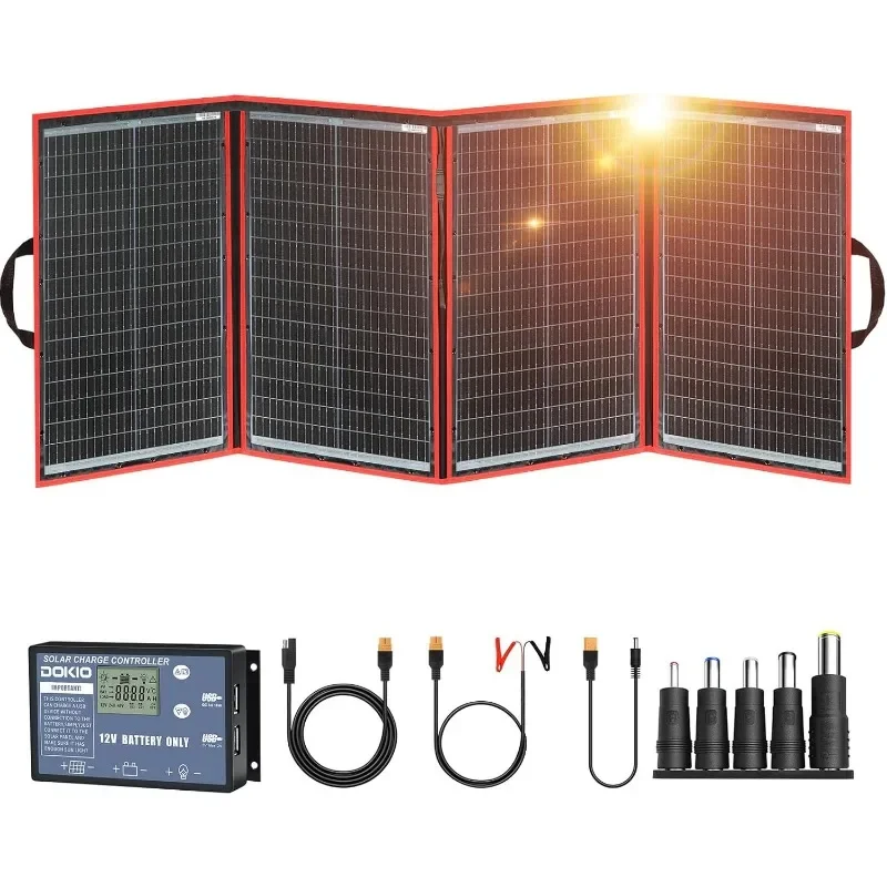 Kit de painel solar dobrável portátil com controlador 2 saída USB para carregar baterias 12v/estação de energia Rv Camping Trailer Emergência