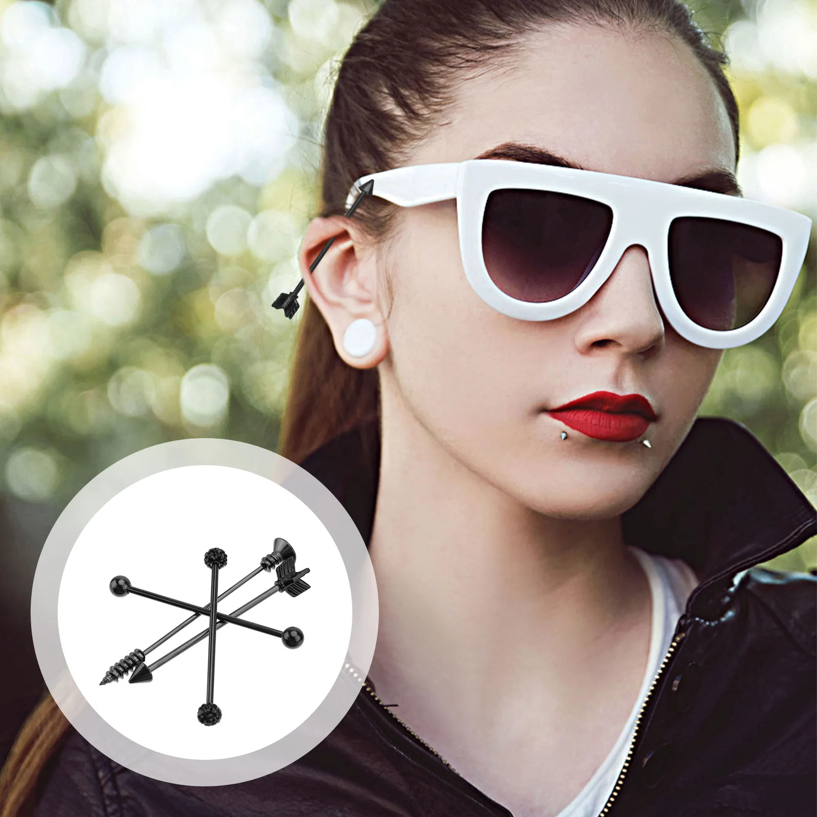 4Pcs Ear Stud Set Fashionable Barbell Straight Rod Arrowhead Shaped Earrings Creative Ear Decoration for Daily Wear Party