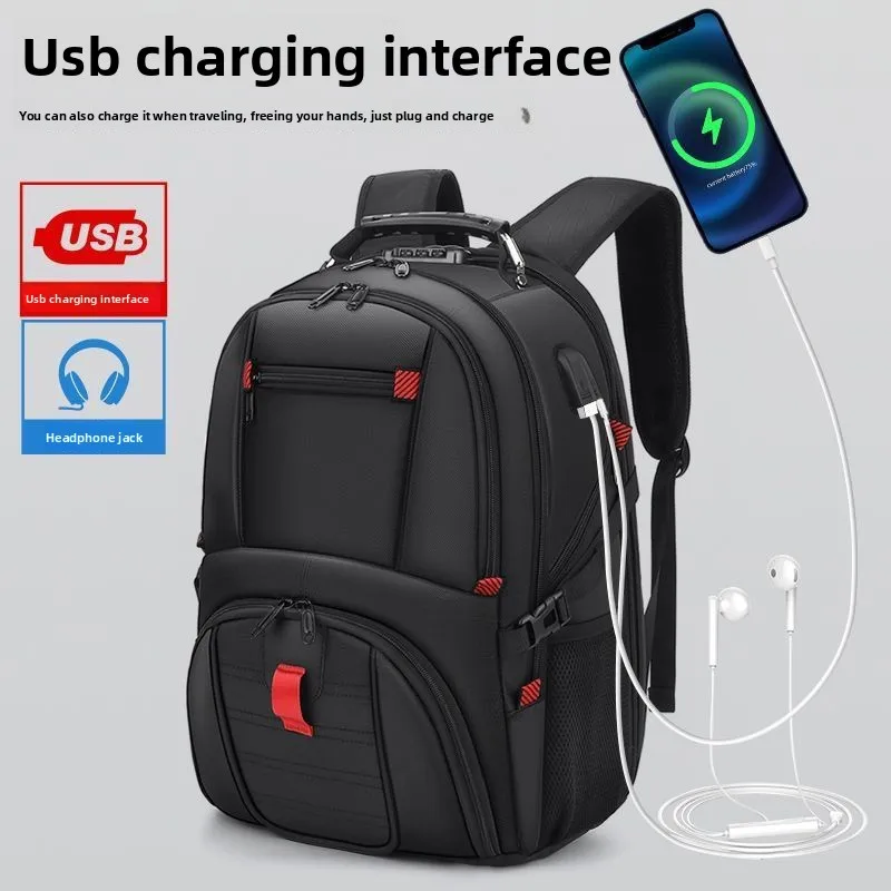 

2026 Water Resistant Travel Backpack Men USB Charging Port Large Capacity Laptop Business Backpack For Trip