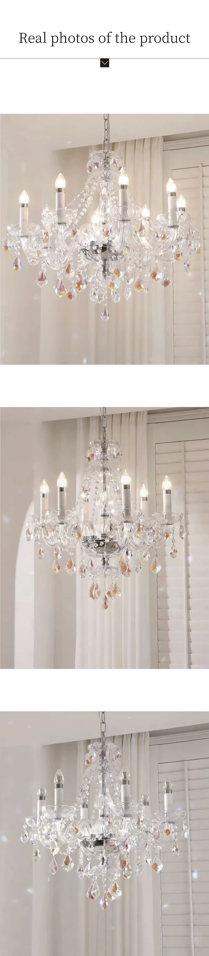 Europe K9 Crystal E14 Chandelier Living Room Candle Pendant