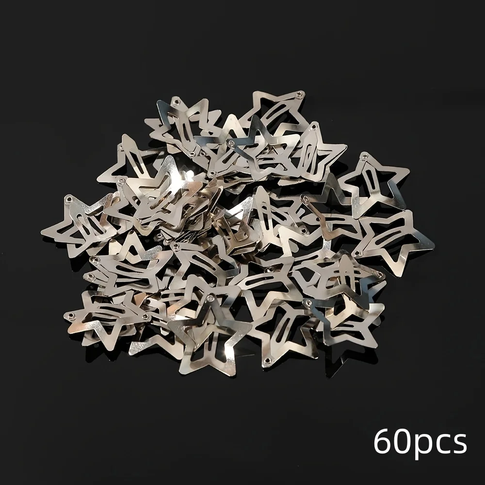 5/15/30/60/100/200 Stück Y2K Silber Stern Haarspangen für Mädchen Metall Snap Clip Haarnadeln Haarspangen Haargriff Juwel Haarschmuck