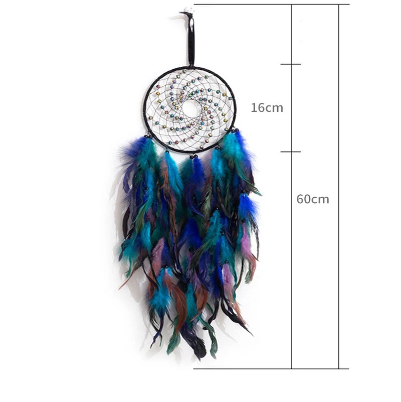 Native American Style Blue Feathers Dream Catcher Wall Hanging Bedroom Door Pendants Home Decorations Items Art Ornaments Gifts