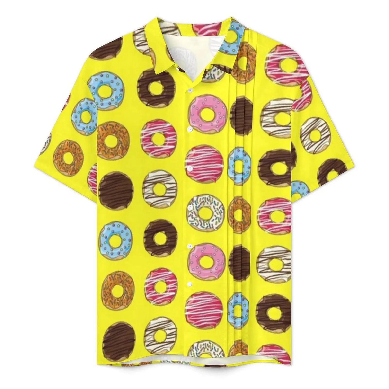 Dreamy donut havaí camisa homem férias colorido comida impressão camisas casuais de manga curta respirável elegante blusas plus size