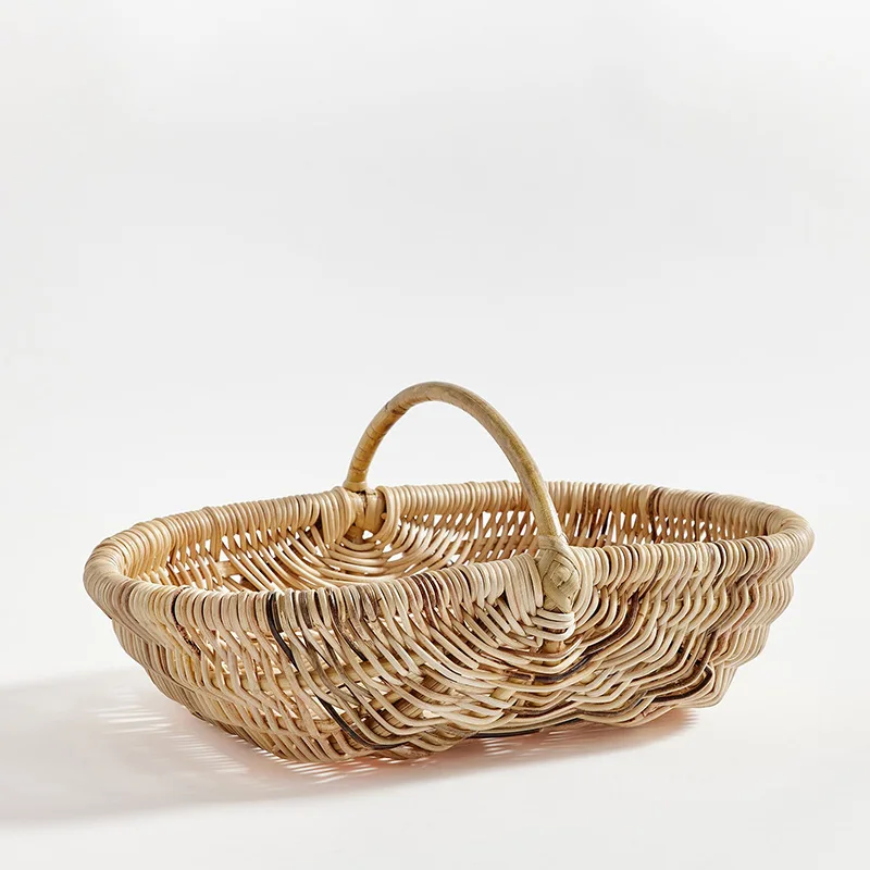 

Vegetable basket woven basket flower packaging opening hand-held basket rattan bamboo weaving