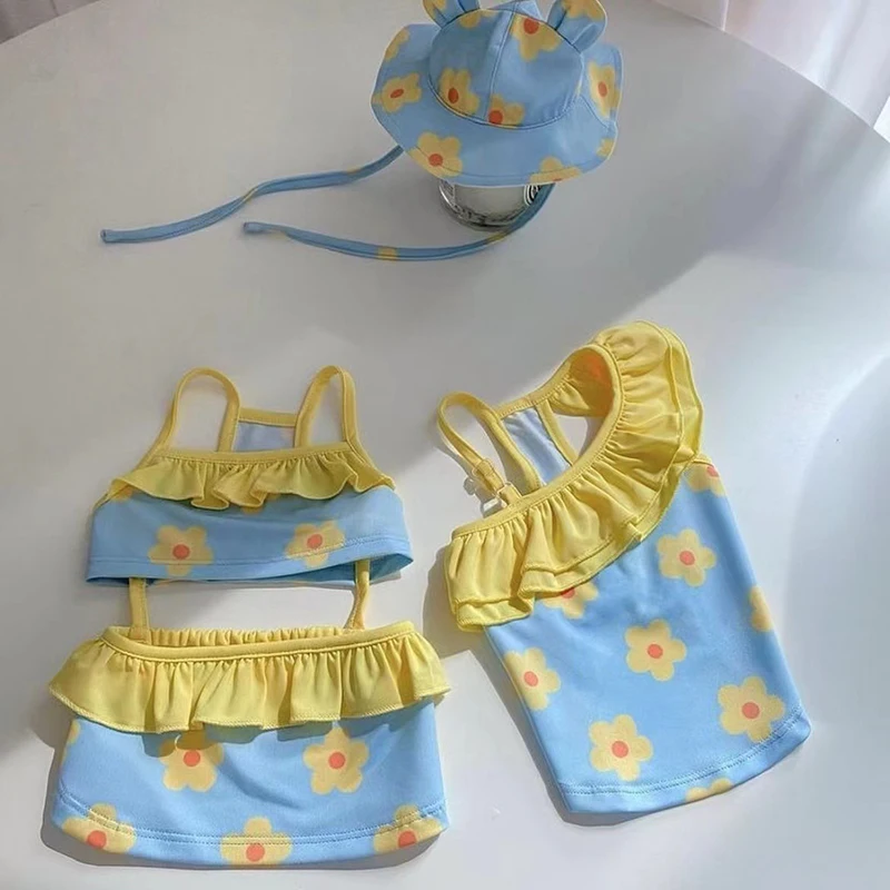 Summer Cute Puppy Dog Swimming Suit Hat Set for Small Dogs Beach Swimming Pool Pet Clothes Chihuahua Yorkshire Bikini Swim Cap