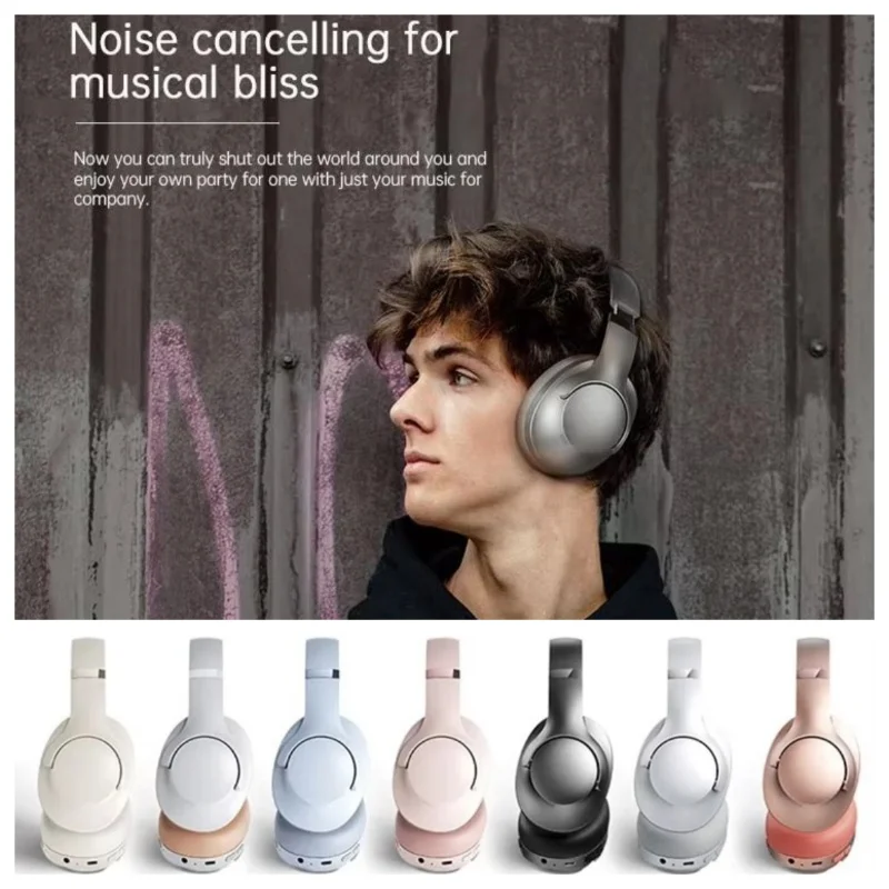 Auriculares inalámbricos Bluetooth 5,4 montados en la cabeza ANC con batería de larga duración y auriculares HIFI con reducción activa de ruido de oído completo AUX