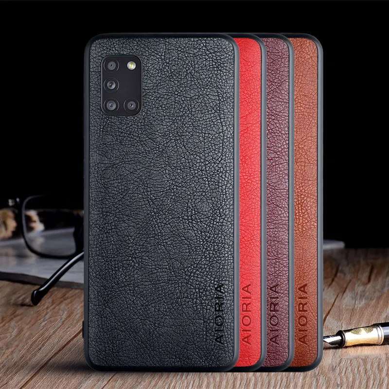 Funda de cuero para Samsung Galaxy A31, carcasa de lujo Vintage, funda suave para teléfono samsung galaxy a31
