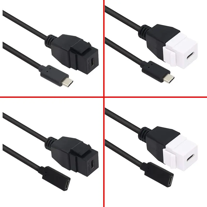 

20cm USB 3.1 Version USB TYPE-C Male to Female With Buckle Panel Wall Plug USB Direct Insertion Panel With Cable Socket Cable
