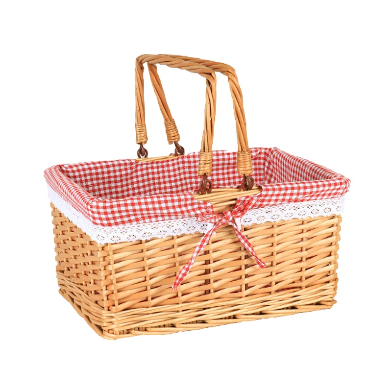 Picnic basket small basket supplies net red full set of bamboo basket weaving tote basket rattan with cover prop basket picnic