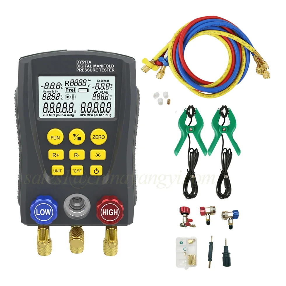 Multifunction Digital Manifold Gauge Kit Auto A/C Digital Refrigerant Pressure Gauges for Pressure,Vacuum and Temperature