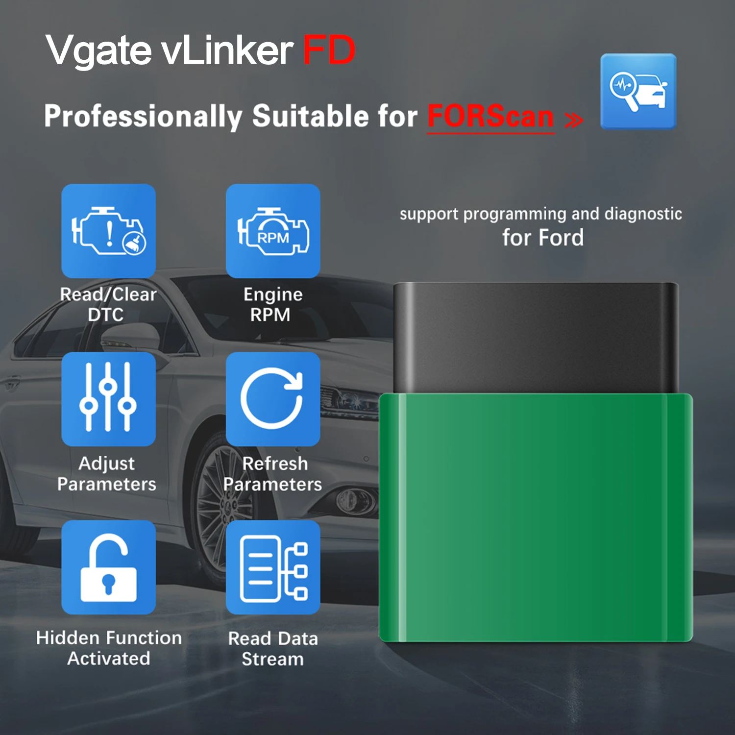 

2025 Vgate vLinker FD FD+ V2.2 ELM327 BT4.0 Беспроводные автомобильные диагностические инструменты Сканер OBD 2 для Ford для Mazda Поддержка IOS/Android