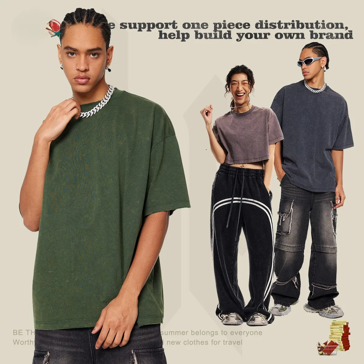 t-shirt men solid-color round-neck loose-fit style available in multiple colors suitable for daily