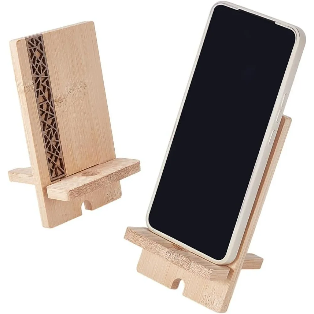 2Pcs Wooden Smart Phone Holder Portable Desktop Cellphone Holders Wood Smartphones Holder Universal Wood Most