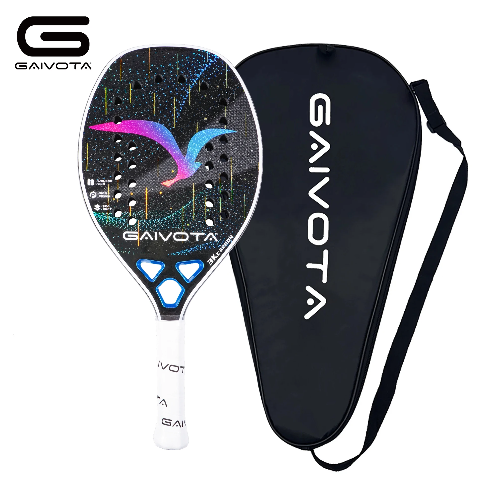 GAIVOTA 2025 Carbon fiber beach tennis racket 3K suitable for junior to senior professional athletes+knapsack