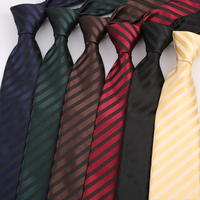 Luxury 8CM Mens Necktie Striped Stripes Ties For Man Groom Jacquard Woven Neck Tie For Business Wedding Party