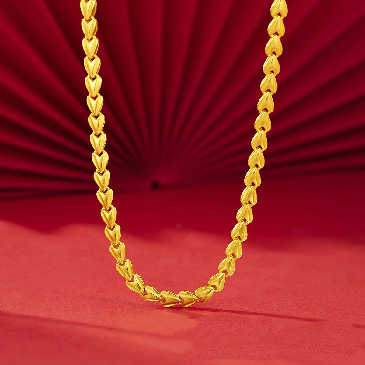 Luxurious 24K real gold love necklace for women fashion au9999 gold temperament simple collarbone chain