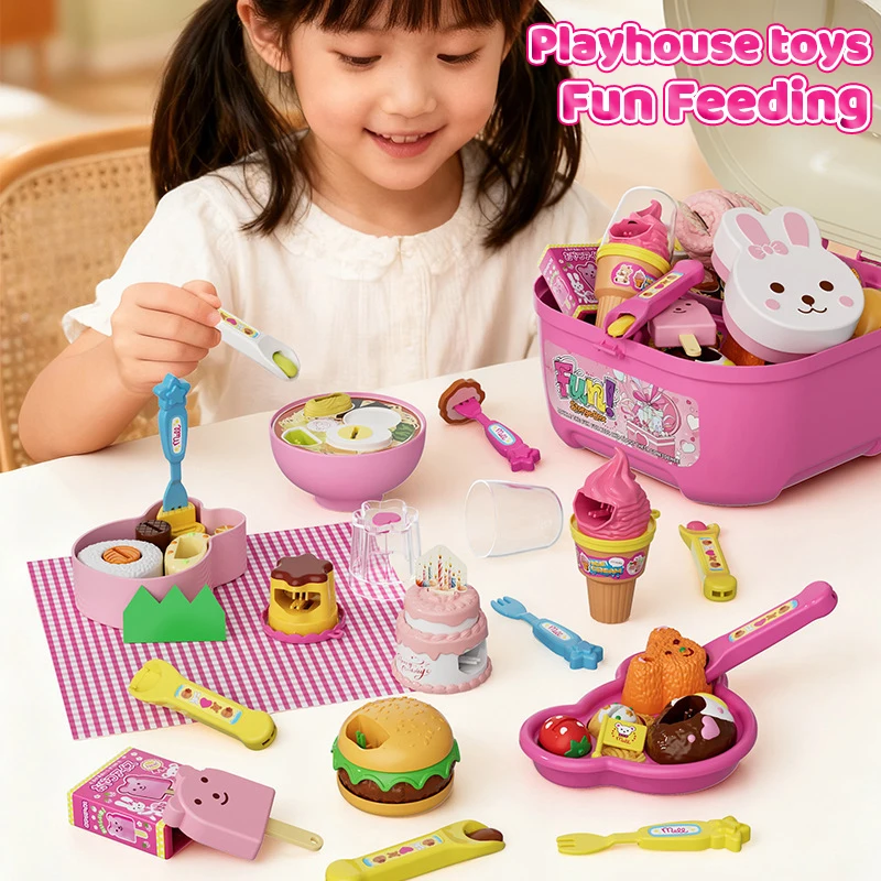 

Make-Believe Food Play-Set with Storage Box; Bento, Hamburger, Ice Cream Replica Sets; Perfect Birthday Presents for Kids.