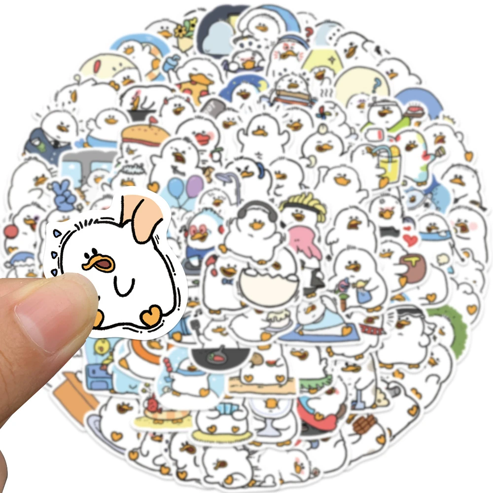 100 قطعة من ملصقات الكتابة على الجدران على شكل بطة سمينة على شكل حيوانات للدراجات النارية والهاتف ولوح التزلج والكمبيوتر المحمول