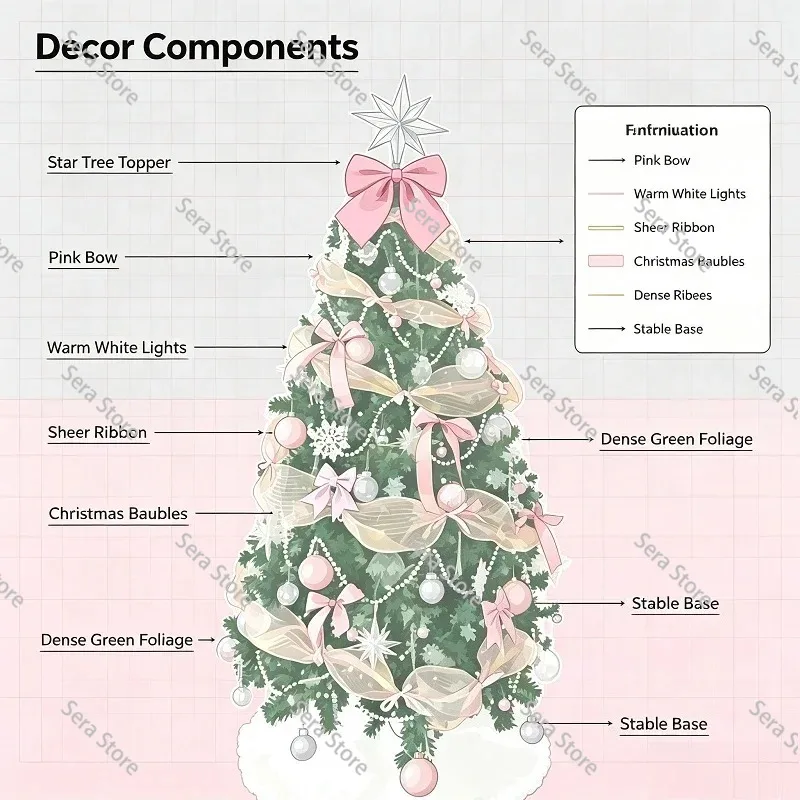 Ins‑Style Pink DIY Christmas Tree Set Household Indoor Festive Atmosphere Decor For Living Room
